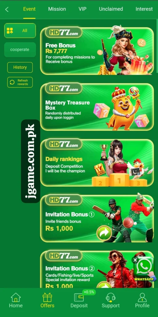 HD77 Bonuses